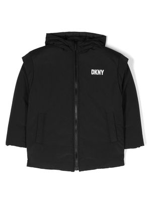 Dkny Kids logo-print reversible parka jacket - Black