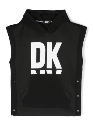 Dkny Kids logo-print sleeveless hood - Black
