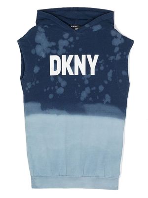 Dkny Kids logo-print sleeveless hooded dress - Blue