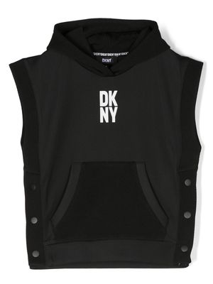 Dkny Kids logo-print sleeveless hoodie - Black
