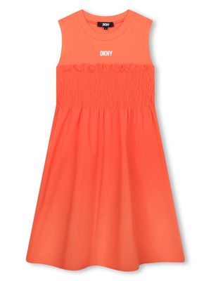 Dkny Kids logo-print smocked dress - Orange