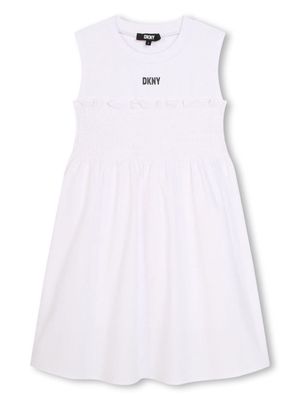 Dkny Kids logo-print smocked dress - White
