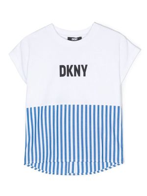 Dkny Kids logo-print striped T-shirt - White