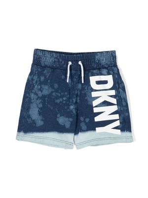 Dkny Kids logo-print tie-dye shorts - Blue