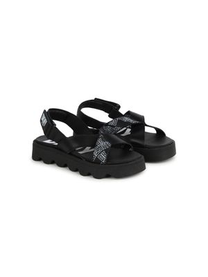 Dkny Kids logo-strap leather sandals - Black