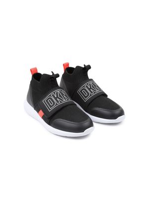 Dkny Kids logo-strap slip-on sneakers - Black