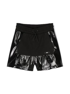 Dkny Kids logo-tag high-shine shorts - Black