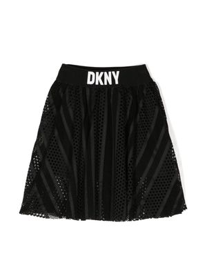 Dkny Kids logo-waistband mesh midi skirt - Black