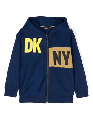 Dkny Kids loog-print zip-up hoodie - Blue