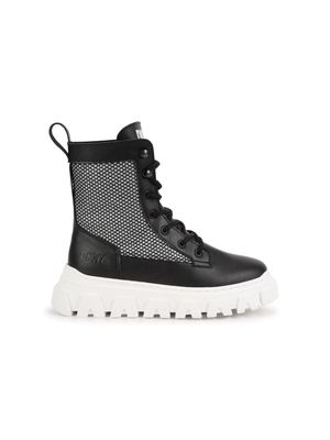 Dkny Kids mesh-panel leather ankle boots - Black