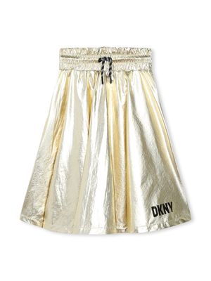 Dkny Kids metallic-finish drawstring-waist skirt - Gold