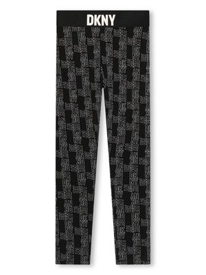 Dkny Kids monogram-print elasticated-waist leggings - Black