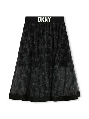 Dkny Kids monogram-print elasticated-waist skirt - Black