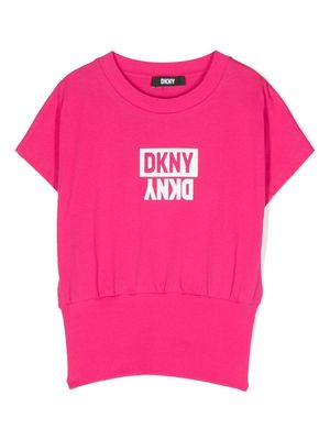 Dkny Kids organic cotton logo-print T-shirt - Pink