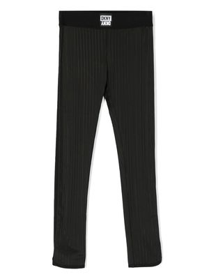 Dkny Kids pinstripe logo-waist leggings - Black
