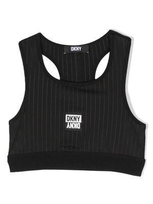 Dkny Kids pinstriped logo-print undershirt - Black