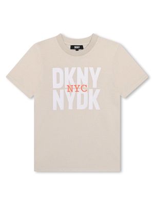 Dkny Kids reverse logo-print T-shirt - Neutrals
