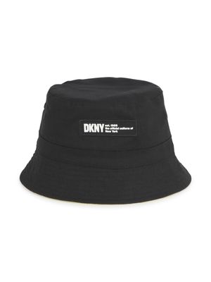 Dkny Kids reversible cotton bucket hat - Black