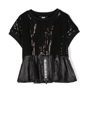 Dkny Kids sequin-embellished panelled blouse - Black