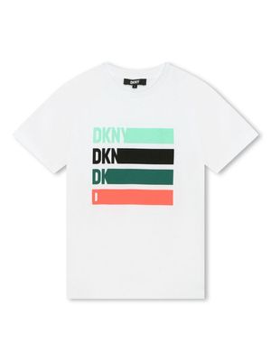 Dkny Kids stripe-print cotton T-shirt - White