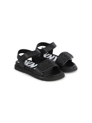 Dkny Kids studded-logo leather sandals - Black