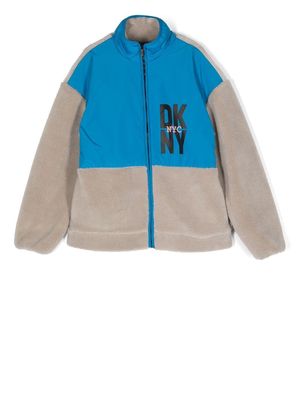 Dkny Kids TEEN faux-shearling panelled bomber jacket - Grey