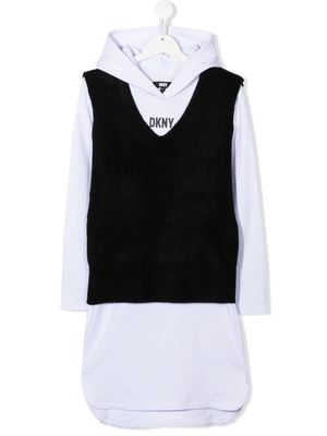 Dkny Kids TEEN layered hoodie dress - White