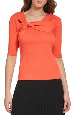 DKNY Knot Detail Rib Sweater in Persimmon