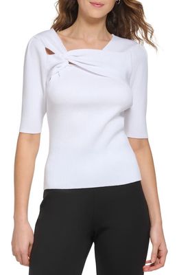 DKNY Knot Detail Rib Sweater in White