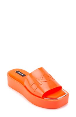 DKNY Laren Platform Slide Sandal in Orange