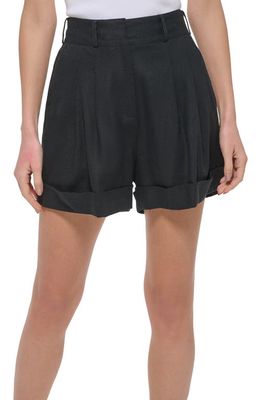 DKNY Linen Blend Shorts in Black
