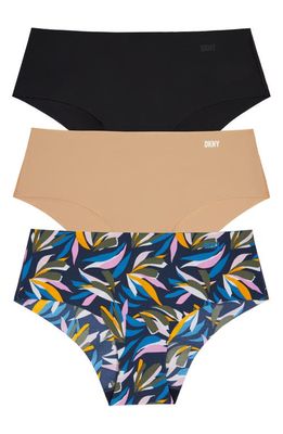 DKNY Litewear Cut Anywhere Assorted 3-Pack Hipster Briefs in Black/Glow/Jungle Print
