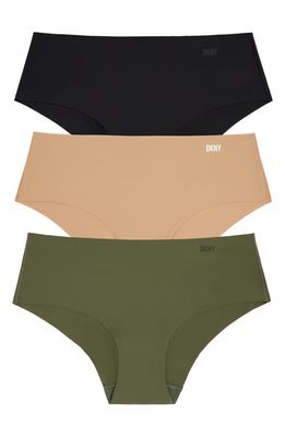 DKNY Litewear Cut Anywhere Assorted 3-Pack Hipster Briefs in Black/Glow/Olive