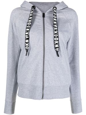 DKNY logo-drawstring zip-up hoodie - Grey