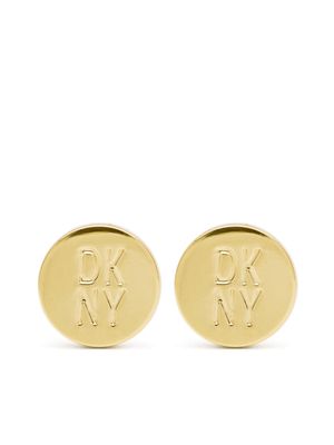 DKNY logo-engraved stud earrings - Gold