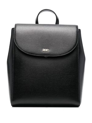 DKNY logo-lettering leather backpack - Black