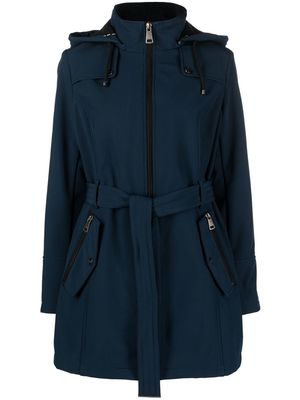 DKNY logo-patch hooded coat - Blue
