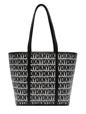 DKNY logo-print leather tote bag - Black