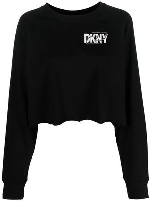 DKNY logo-print raw-cut sweatshirt - Black
