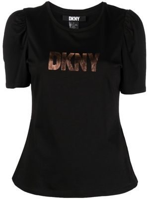 DKNY logo-print short-sleeved cotton T-shirt - Black