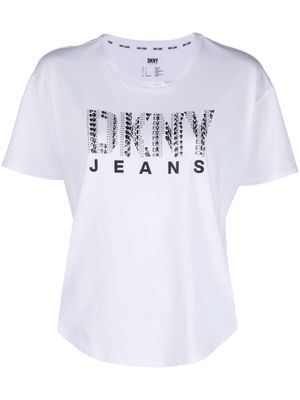 DKNY logo-print stud-embellished T-shirt - White
