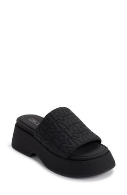 DKNY Logo Quilt Platform Sandal in Black