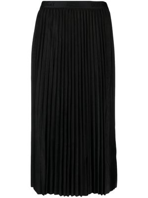 DKNY logo-waistband pleated midi skirt - Black