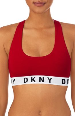 DKNY Logo Wirefree Racerback Bralette in Cherry