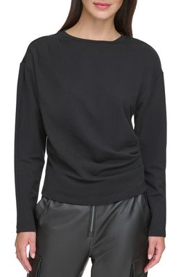 DKNY Luxe Fleece Sweatshirt in Black