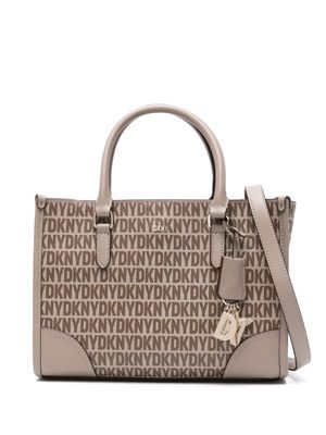 DKNY medium Perri logo-pendant faux-leather bag - Brown