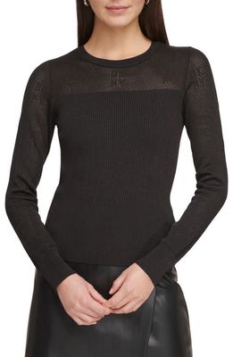 DKNY Mesh Logo Sweater in Black