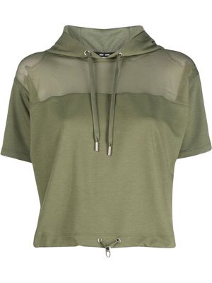 DKNY mesh-panel short-sleeve hoodie - Green