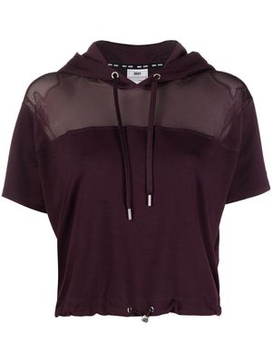 DKNY mesh-panel short-sleeve hoodie - Purple