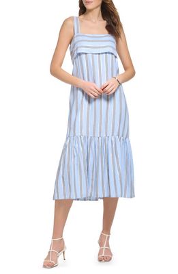 DKNY Metallic Stripe Dress in Frosting Blue Combo